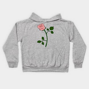 Single Pink Rose - simple illustration Kids Hoodie